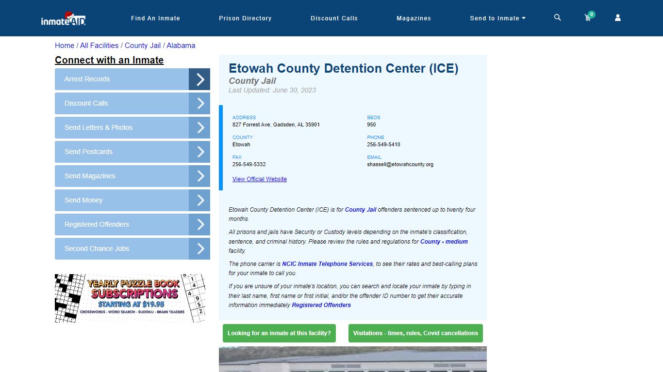 Etowah County Detention Center (ICE) - Inmate Locator - Gadsden, AL